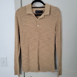 Mens Large Abercrombie and Fitch long sleeve shirt Tan